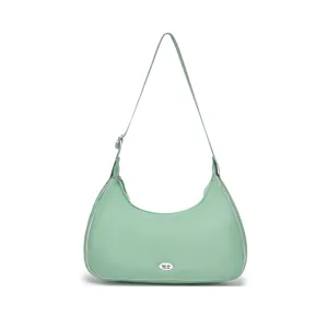 Bolso de hombro hobo acolchado verde menta muy ligero con diseño en forma de luna