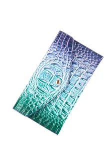 Cartera de mano retro para mujer con relieve de cocodrilo y degradado azul-verde