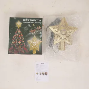 Goldener Glitzer Weihnachtsbaumspitze LED Projektor inklusive Box und Anleitung