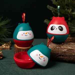 Boîtes-cadeaux de Noël en plastique en forme de panda et bonhomme de neige avec rubans