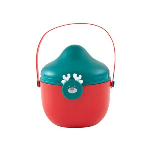 Seau à bonbons renne de Noël boîte cadeau avec poignée rouge et vert conteneur festif