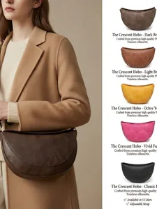 Bolso hobo vintage de media luna disponible en cinco colores con correa ajustable