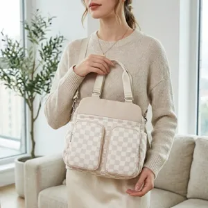 Bolso bandolera impermeable a cuadros para mujer, organizador de viaje y gimnasio