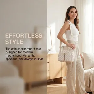 Bolso tote de cuadros chic para mujer, bolso de hombro impermeable para viaje y fitness