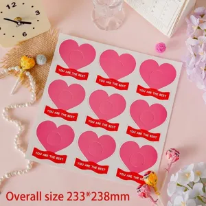Detail showing 233x238mm sheet of pink heart-shaped lollipop decorative paper cards