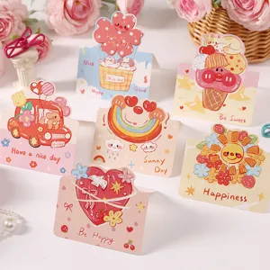Cute cartoon doodle greeting cards set for children birthday and festival blessings.