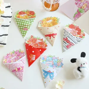 Diverse wenskaarten in de vorm van een boeket bloemen voor Valentijnsdag en meer