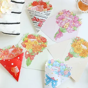 Cartes de vœux bouquet de fleurs avec bénédictions en anglais pour la Saint-Valentin