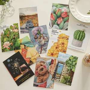 Tarjeta de Felicitación de Flores Pintadas a Mano Estilo Ins Tarjeta Artística de Bendición para Regalo de Cumpleaños Decoración de Floristería y Panadería Papelería