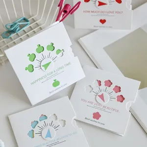 Detailed view of creative rotating hollow greeting cards with inspirational English quotes