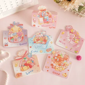 Pastel cartoon candy themed 3D greeting cards with cute message designs for kids