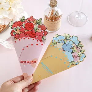 Detailed view of 3D flower bouquet greeting cards with Best Wishes message
