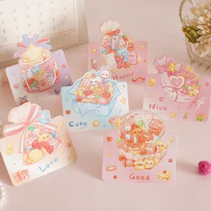 Cute cartoon candy theme 3D greeting cards detailed view