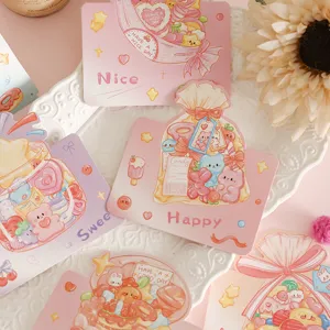 Detailed view of cartoon candy 3D greeting cards with cute bear illustrations and sweets
