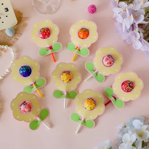Cute flower-shaped lollipop decorative paper cards for kids' party treats.