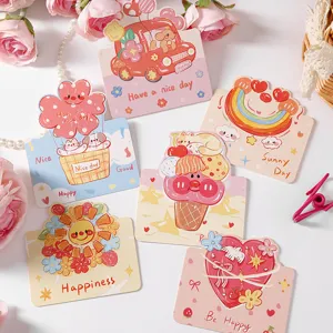 Cute cartoon graffiti greeting cards with colorful illustrations and happy greetings.