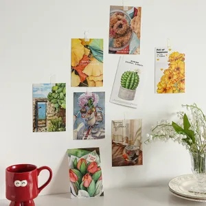 Tarjetas de felicitación en acuarela con estampados florales y animales para pared
