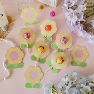 Cartoon flower shaped lollipop decorative paper cards for student encouragement gifts