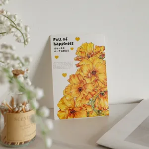Tarjeta de felicitación floral estética con flores amarillas y 'Full of happiness'