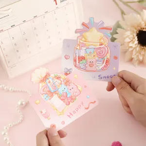 Two cute cartoon greeting cards with 3D candy motifs, 'Happy' and 'Sweet' design.