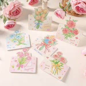 Gruppo di biglietti d'auguri floreali 3D assortiti con varie illustrazioni di fiori
