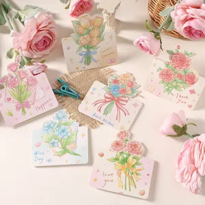 Collezione di biglietti d'auguri floreali con messaggi di ringraziamento illustrati