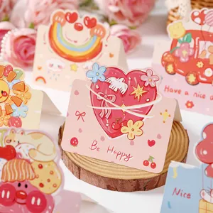 Cute cartoon doodle greeting cards with heart and rainbow designs for birthday gifts
