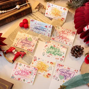 Christmas Cartoon Greeting Cards Cardboard Folded Holiday Small Blessing Cards For Christmas Eve Gift Party Decoration