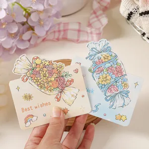 Close-up of creative candy bouquet greeting cards with Best wishes text for gifting