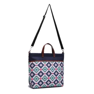 Bohemian Aztec pattern waterproof fabric tote bag with a detachable crossbody strap