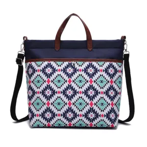 Retro Bohemian Aztec pattern waterproof cloth tote crossbody laptop bag for women