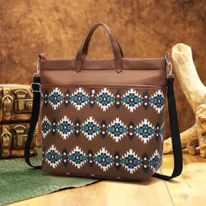 Retro Bohemian Aztec pattern waterproof twill laptop handbag for women