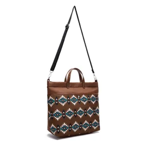 Bohemian Aztec pattern waterproof laptop tote bag with adjustable shoulder strap