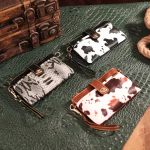 Women Retro Western Bohemian Small Crossbody Bag PU Leather Animal Snake Cow Print Clutch Purse Wallet With Twist Lock