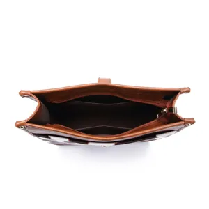 Interior view of Western bohemian printed crossbody bag with multiple organized pockets
