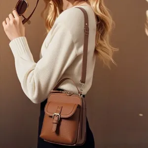 Bolso Retro de Cuero PU para Mujer Patrón de Lichi Bolso Pequeño Bandolera para Teléfono Móvil Con Protección RFID Correa Ajustable