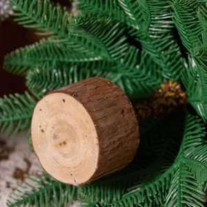 Mini artificial Noble Fir Christmas tree with natural wooden base for desktop decoration