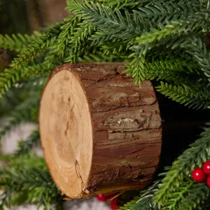 Lifelike Norfolk pine artificial Christmas tree with natural wood base for DIY decor