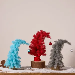 Lot de trois mini sapins de Noël en PVC à col tordu pour décoration de table