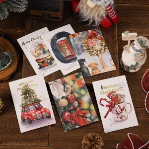 Collection of elegant gold-stamped Christmas greeting cards with festive vintage designs.