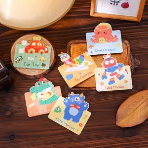 Set of hand-painted cartoon animal message cards for birthday gifts and greetings