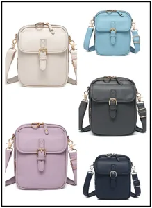 Bolsos bandolera unisex pequeños de cuero granulado en cinco colores modernos para usar