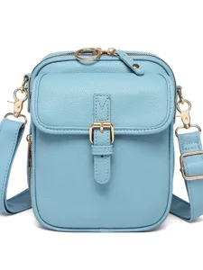 Bolso bandolera pequeño azul claro texturizado y funda de móvil para uso diario