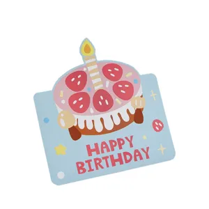 Süße 3D Pop-up Geburtstagskarte mit Cartoon Erdbeertorte und Happy Birthday Schriftzug