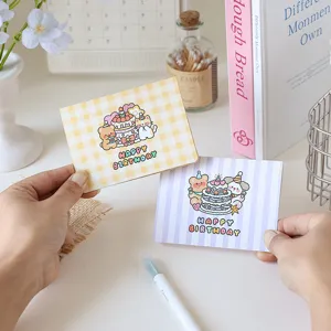 Cartes d'anniversaire 3D mignonnes avec animaux, motifs pastels et design de gâteau festif