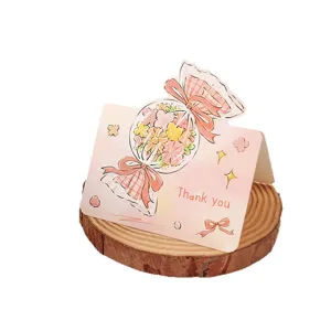 Exquisite cartoon candy flower bouquet greeting card with Thank You message for gift giving
