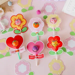 Cute flower and heart shaped lollipop decorative cards with motivational text