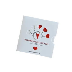 Creative rotating heart hollow-out greeting card with minimalist English wishes for lovers