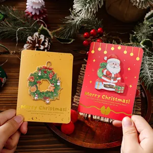 Festive 3D gold-foiled Merry Christmas greeting cards with Santa and wreath designs.