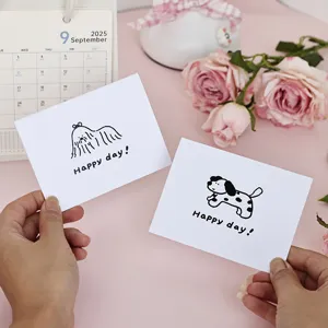 Set de dos lindas tarjetas de felicitación con perros y mensaje de Happy Day hoy